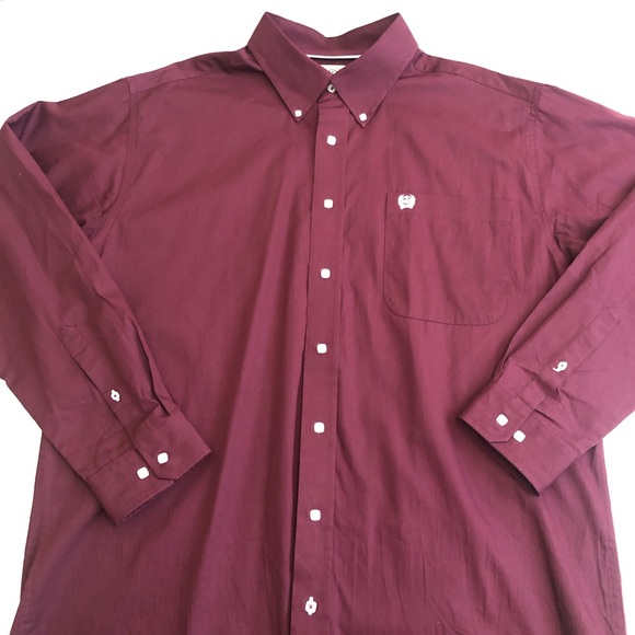 Cinch Other - Cinch Men’s Shirt Long Sleeve Button Down Burgundy
